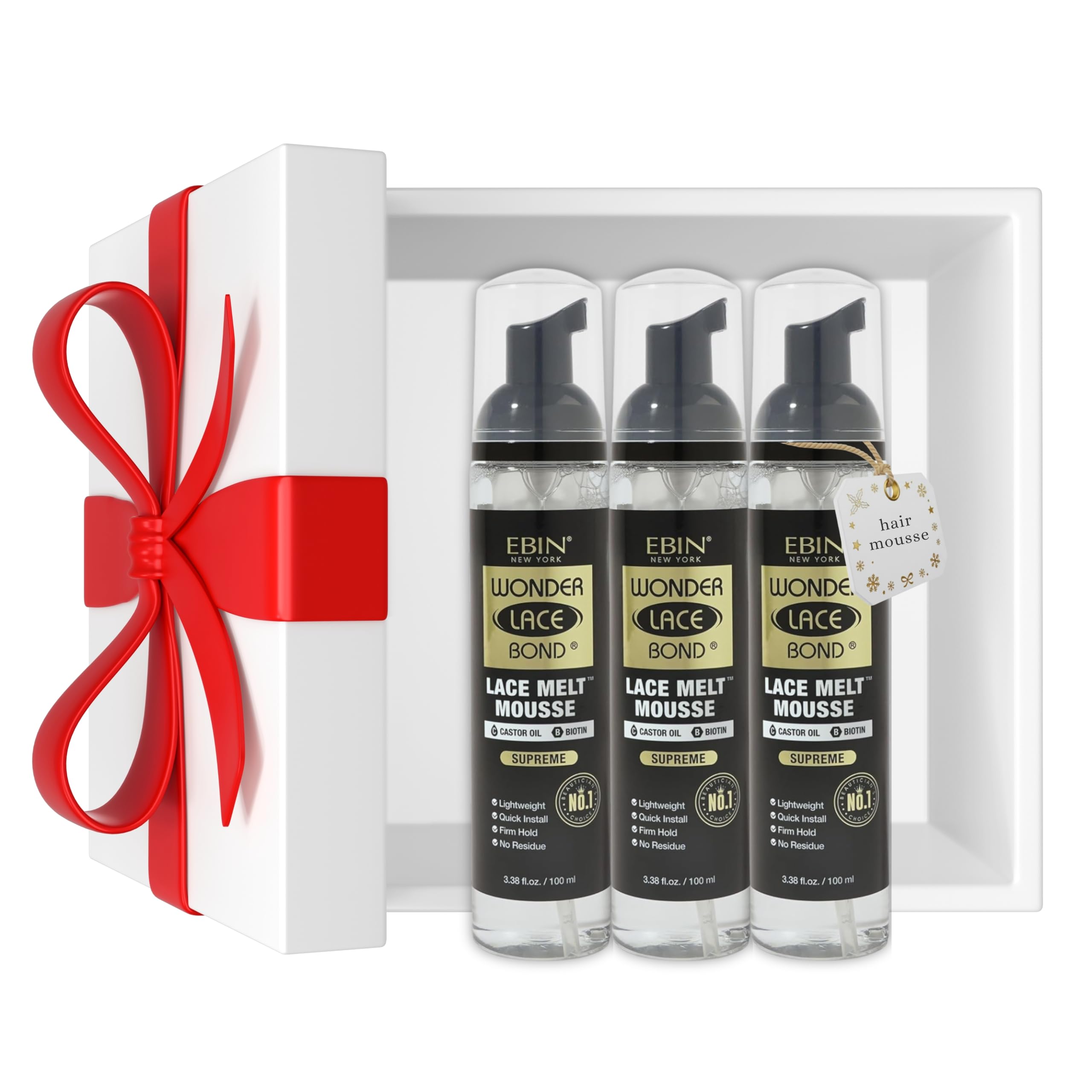 Wonder Lace Bond Lace Melt Mousse 3.38oz/ 100ml (3pack)- Extreme Firm Hold (Supreme) | Biotin + Castor Oil | No Residue, Long Lasting Formula with Protecting Edges, Gives Undetectable and Natural Look