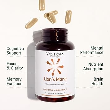 Lion's Mane Supplement (4000mg) with Gingko Biloba (1000mg) and BioPerine - UK Made