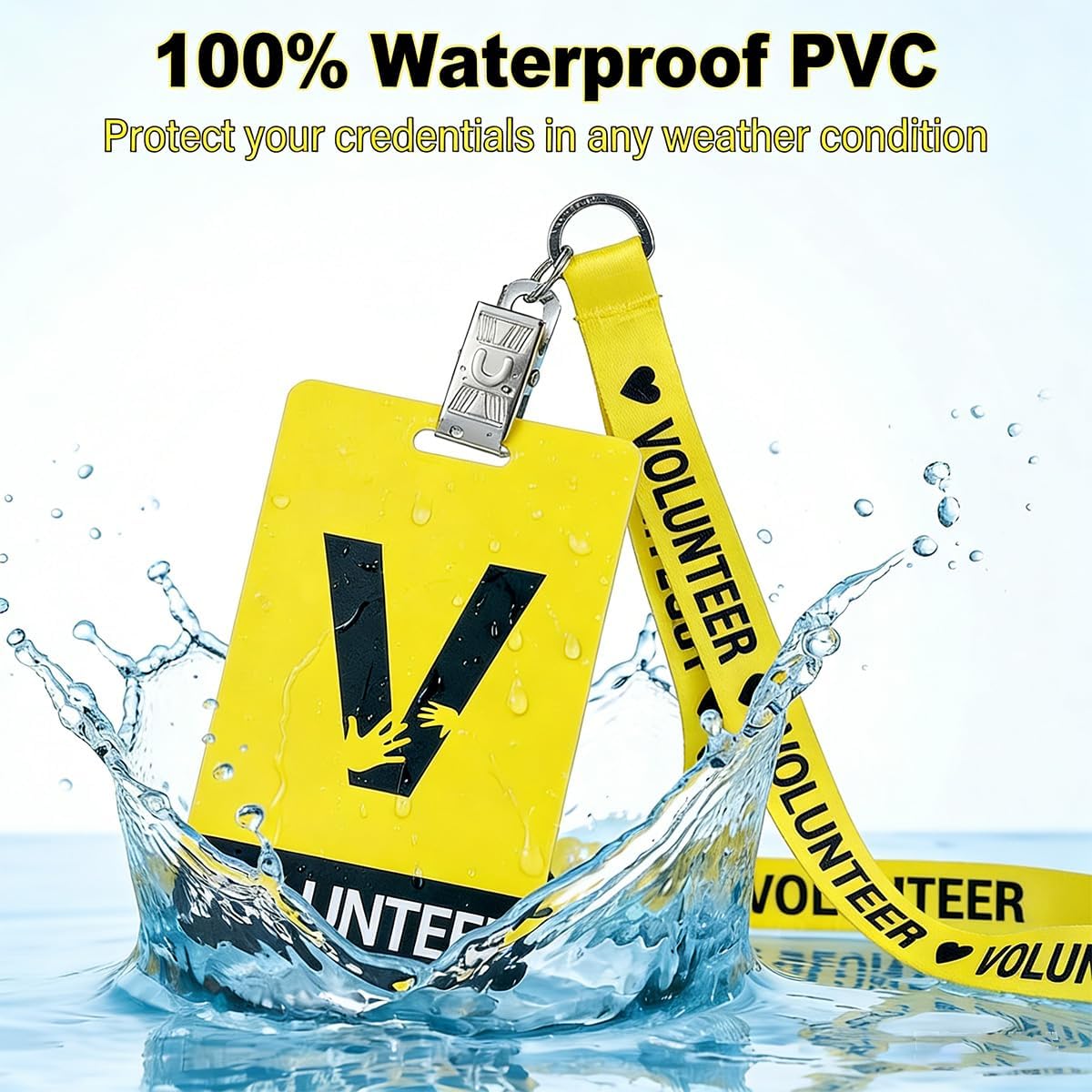 50 Sets Event Staff Cards with Lanyards Event ID Card Holder (Yellow) Yellow Volunteer Badge ID Breakaway