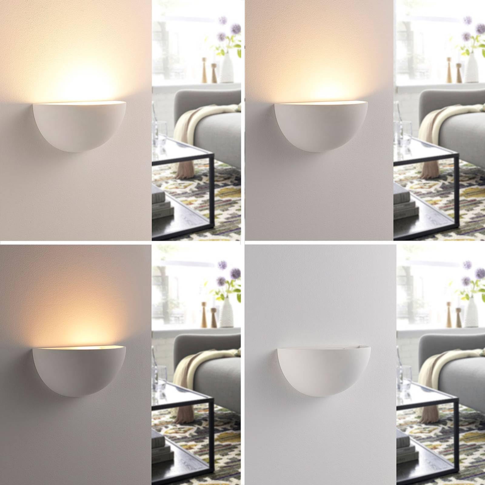 Lindby Gips Wandlampe weiß, bemalbar DIY Wandleuchte innen Uplight 1x E14 ohne Leuchtmittel Wandfluter Gipslampe Wandbeleuchtung Wohnzimmerlampe