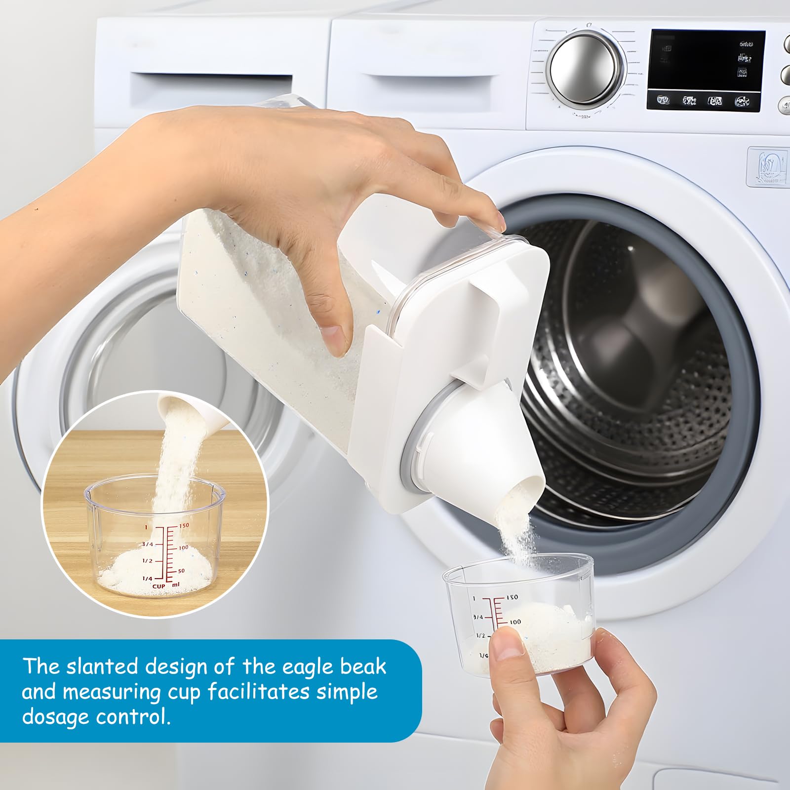 2 Pcs Dosificador Detergente Lavadora, 1800 ml Recipientes para Detergente en Polvo con Vaso Medidor, Dispensador de Detergentes, para Almacenamiento de Arroz Integral