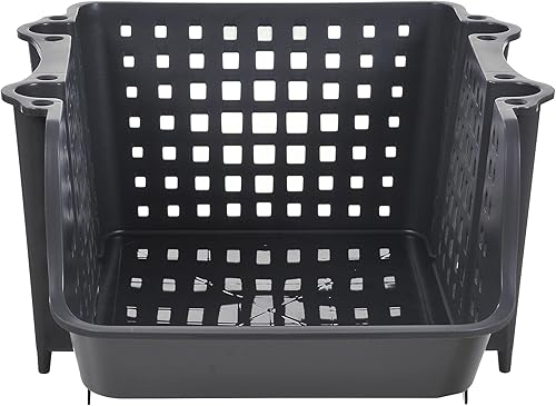 Miniatura 7 de Skywin Contenedores de almacenamiento apilables de plástico para despensa, color gris oscuro, paquete de 4 contenedores apilables para organizar