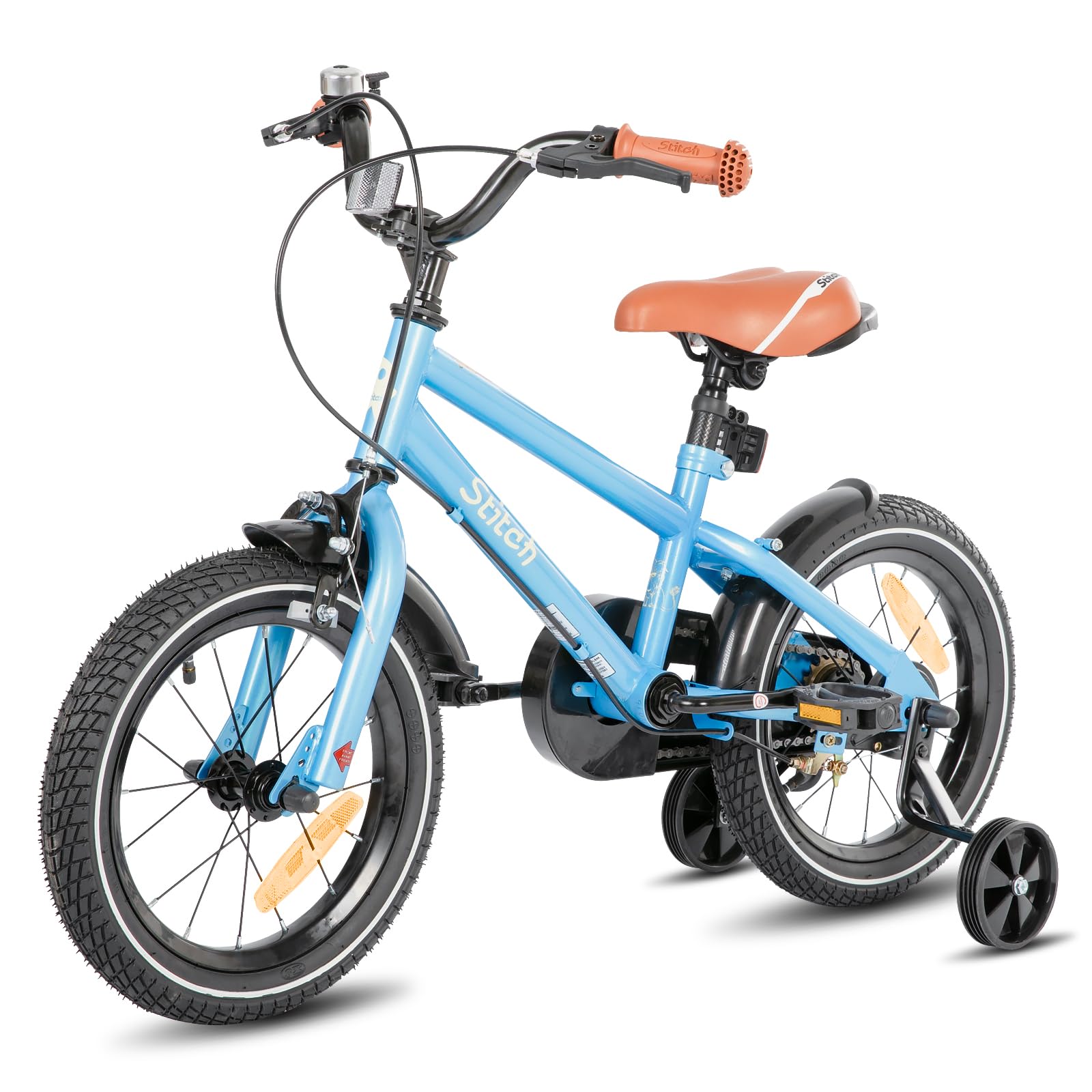 STITCH Kinderfahrrad 14/16/18/20 Zoll für Mädchen und Jungen im Alter von 3 bis 13 Jahren, 14/16/18/20 Zoll Kinderfahrrad mit Stützrädern (rosa, beige, blau, Silber, grün)