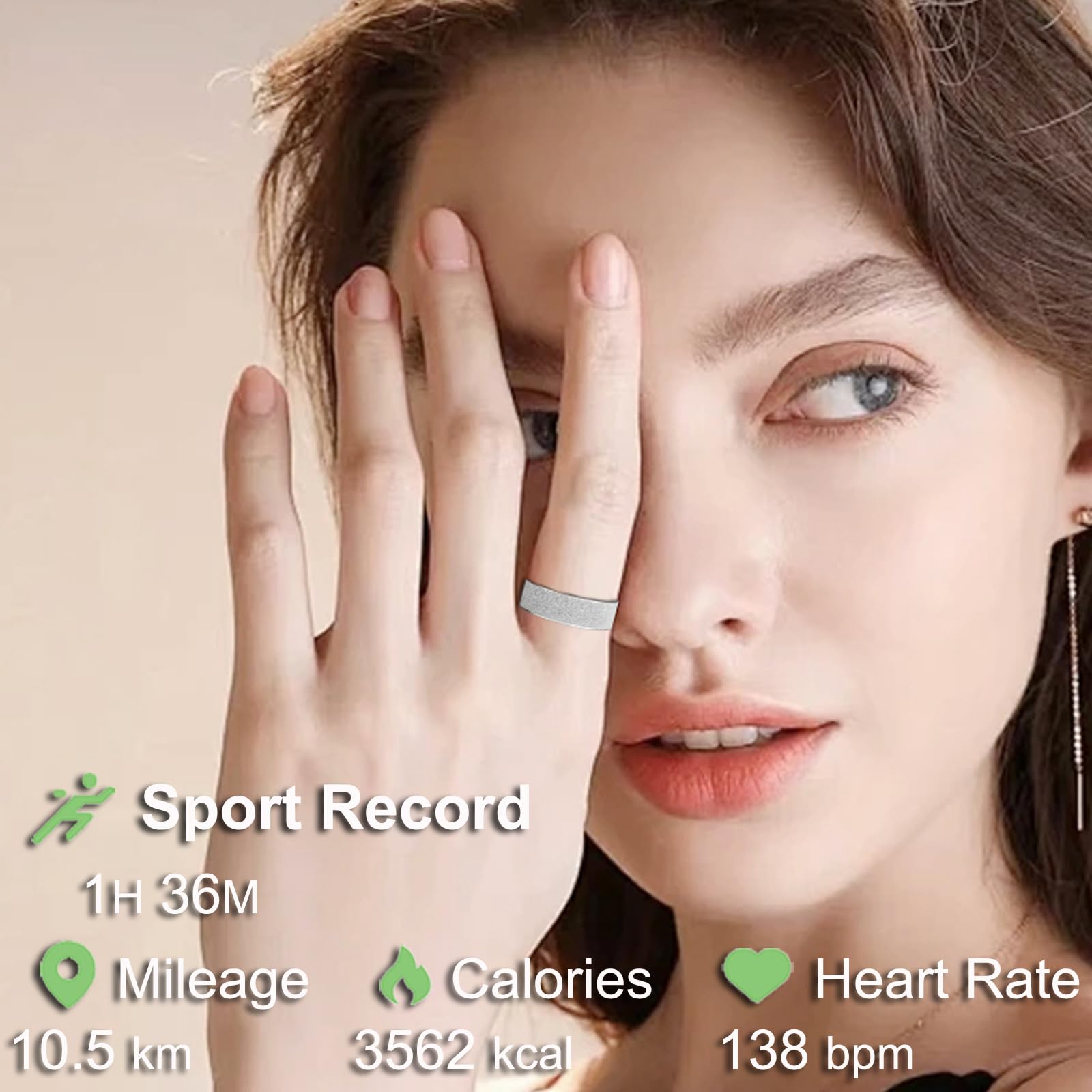 Bague intelligente pour femme - Moniteur de fréquence cardiaque - Moniteur de sommeil - Compteur de pas de calories - Étanche - Tendance - Pour téléphones Android et iOS