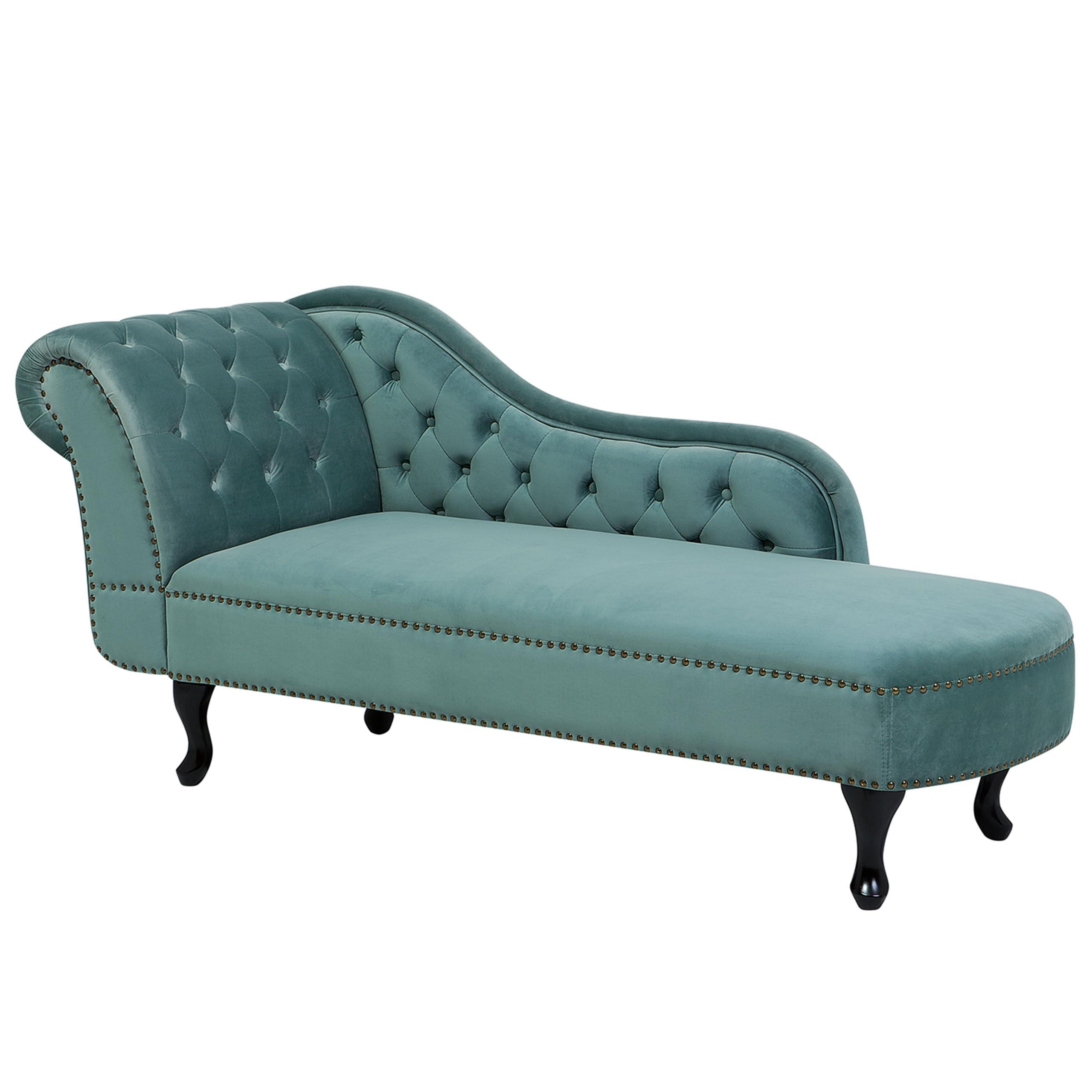Beliani Retro Chaiselongue Samtstoff linksseitig mintgrün Nimes