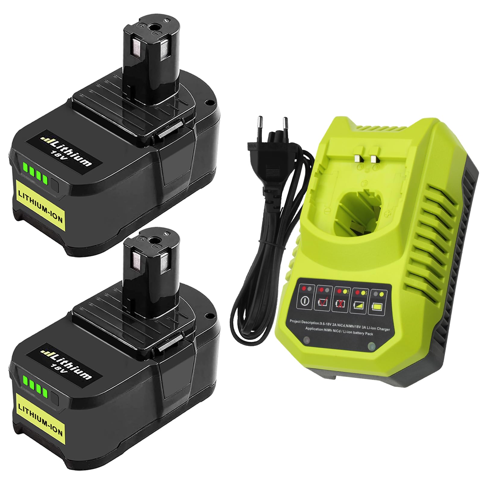 Batterie Pour Ryobi 18V 5.5Ah Exemoro De Rechange Et Chargeur BCL14181H