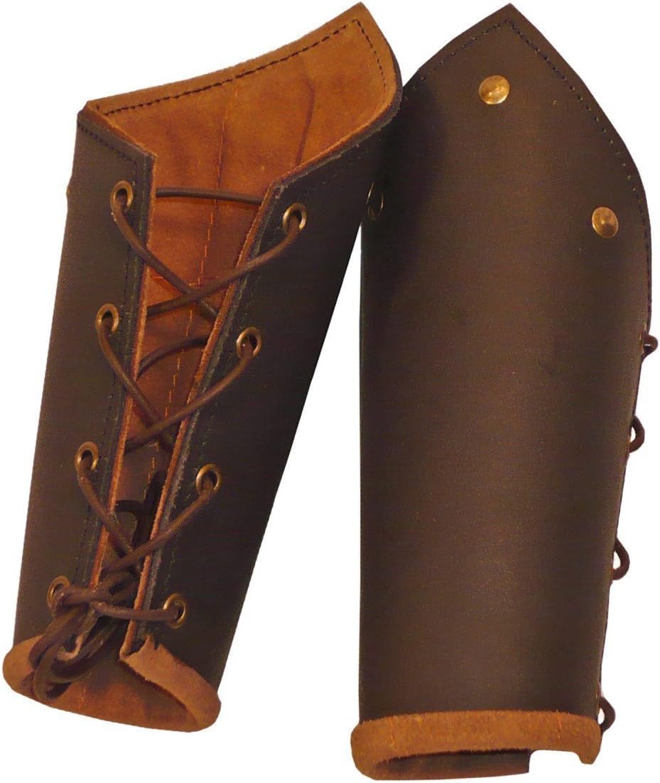 Knights Leather Battle Arm Bracers Armour Brown One Size