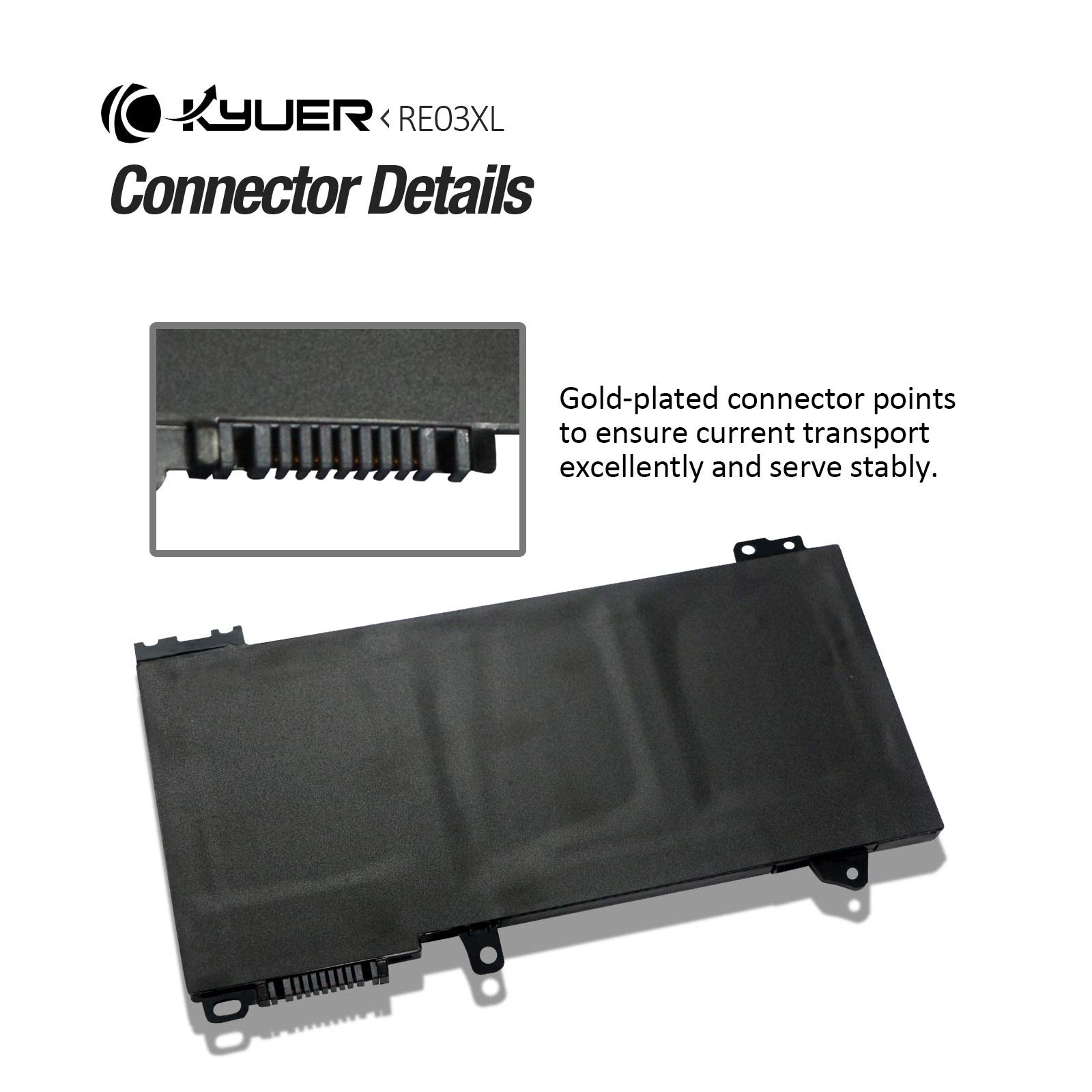 K KYUER RF03XL RE03XL Batería para HP ProBook 430 440 450 445 455 445R 455R G6 430 440 445 450 455 G7 Series REO3XL RE03045XL-PL HSTNN-OB1C HSTNN-0B1C HSTNN-DB9A L32407-AC1 L32407-2B1 L32407-2C1