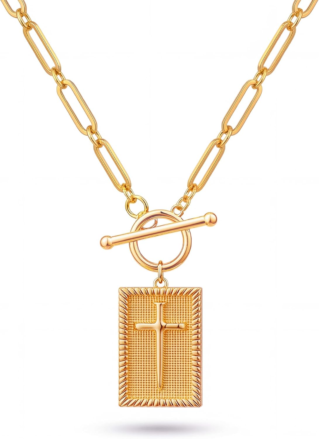 Valentines Day Gifts 14K Gold Plated and Silver Plated Cross Necklace for Women, Non-Tarnish Faith Jewelry with Toggle Clasp, Fashion Necklace Gifts for Women, Christian Faith, Communion, Birthday & Christmas - Image 8