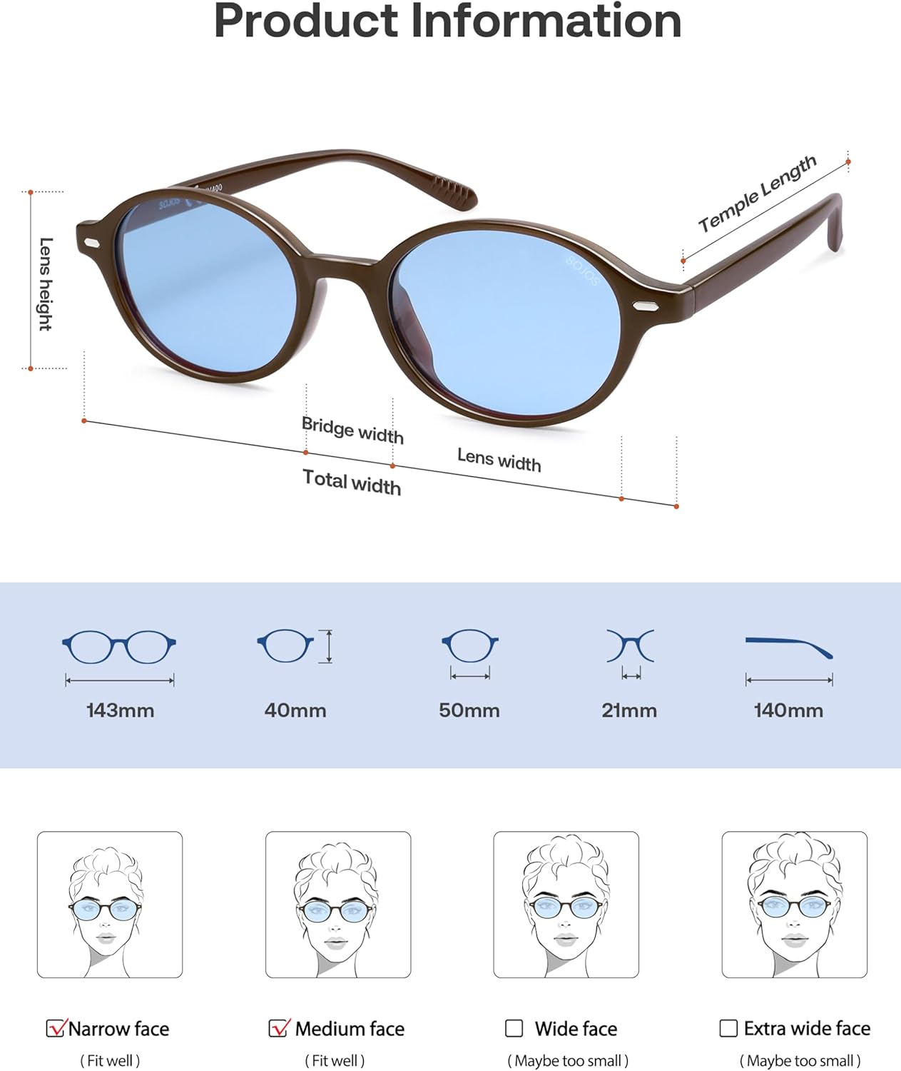 SOJOS Retro Oval Round Polarized Sunglasses Womens Mens, Small Chic Vintage Trendy Sunnies SJ2611 - Image 5