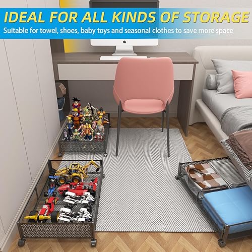 Miniatura 7 de ROUTTOON Contenedores de almacenamiento debajo de la cama con ruedas, almacenamiento de zapatos debajo de la cama, organización de almacenamiento