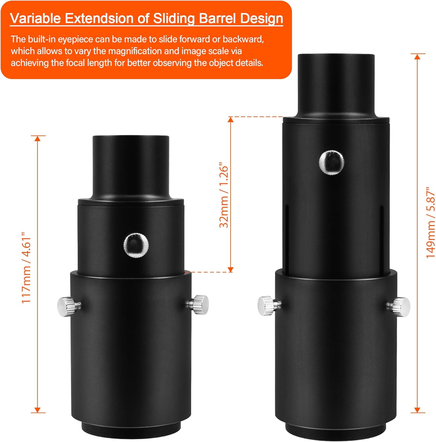 Astromania Telescope Photo Adapters, Metal Extendable Camera Adapter for Telescope with 1.25 inch T Adapter, Compatible for Prime-Focus Or Eyepiece-Projection, Canon EOS Nikon SLR Cameras Photography - Image 5