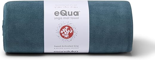 Manduka eQua Yoga Mat Towel – Quick Drying Microfiber, Lightweight, Easy for Travel, Use in Hot Yoga, Vinyasa and Power, 72 Inch (182cm)