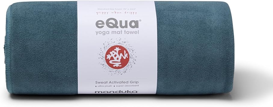 Manduka eQua Hot Yoga Mat Towel - Instant Moisture Activated Grip Ultra Soft Microfiber Quick Dry, Daily Use Ready Lightweight, Travel Friendly Mat Layer
