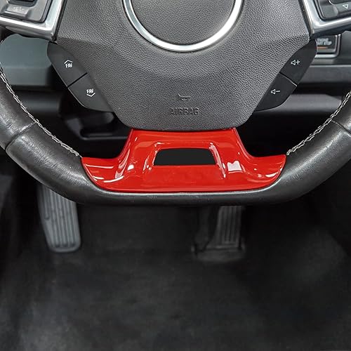 Miniatura 7 de RAZPOY Para Camaro - Moldura de volante compatible con Chevrolet Chevy Camaro 2016-2023, color rojo