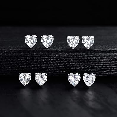 GEMSME Bridesmaids Earrings,18K White Gold Plated Cubic Zirconia Teardrop Wedding Stud Earrings Pack