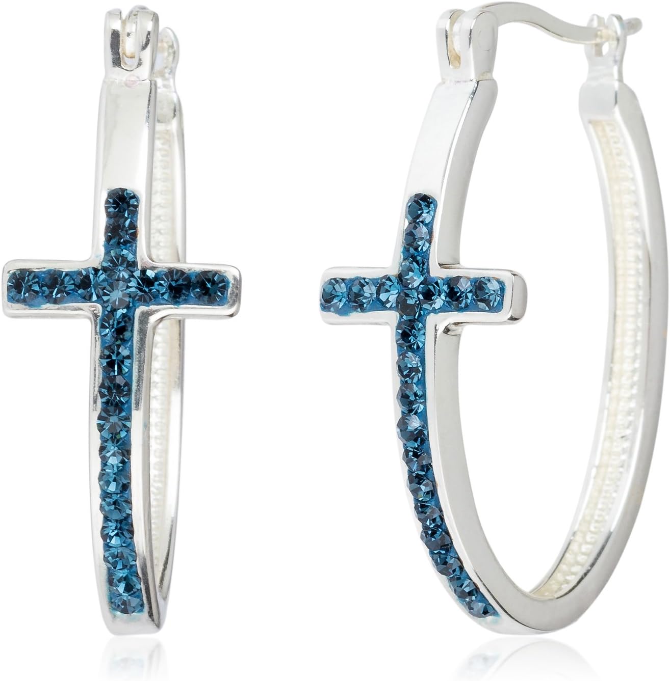 SilverLuxe Sterling Silver Crystal Cross Hoop Earring