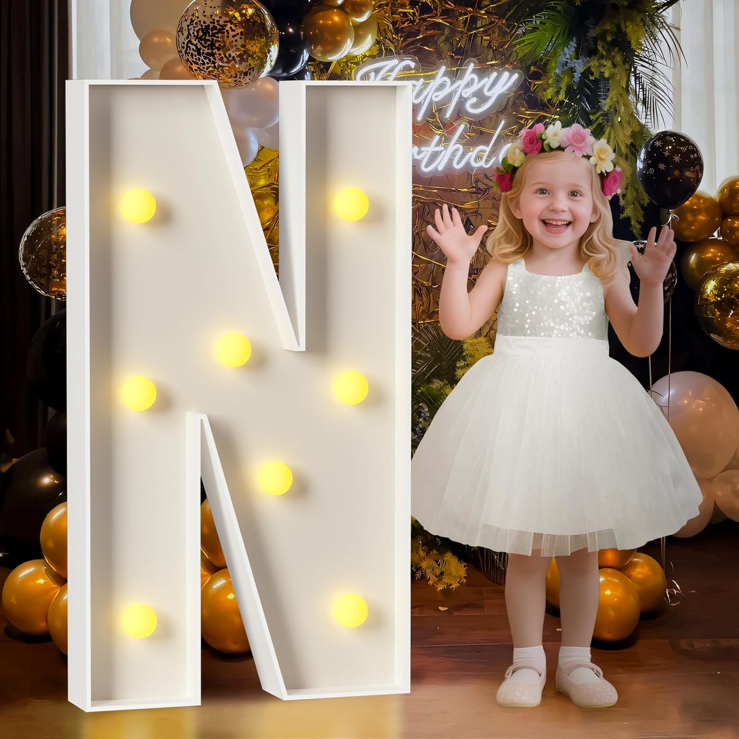 Mixifox 3FT Marquee Letters N, Large Light Up Letters 3 Feet Tall with Lights, Big Letter for Wedding, Engagement, Graduation, Birthday Party Decorations, Pre-Cut Foam Board Kit