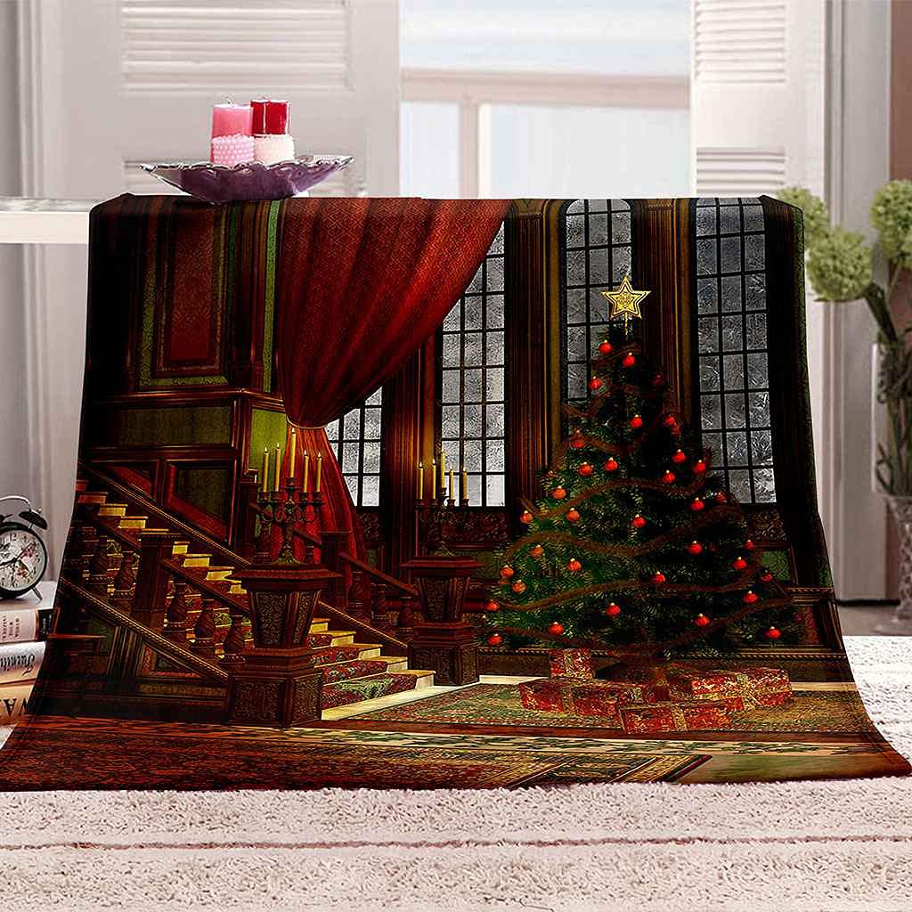 Plaid Noël flanelle 150x200cm couverture douce lit canapé toutes saisons microfibre