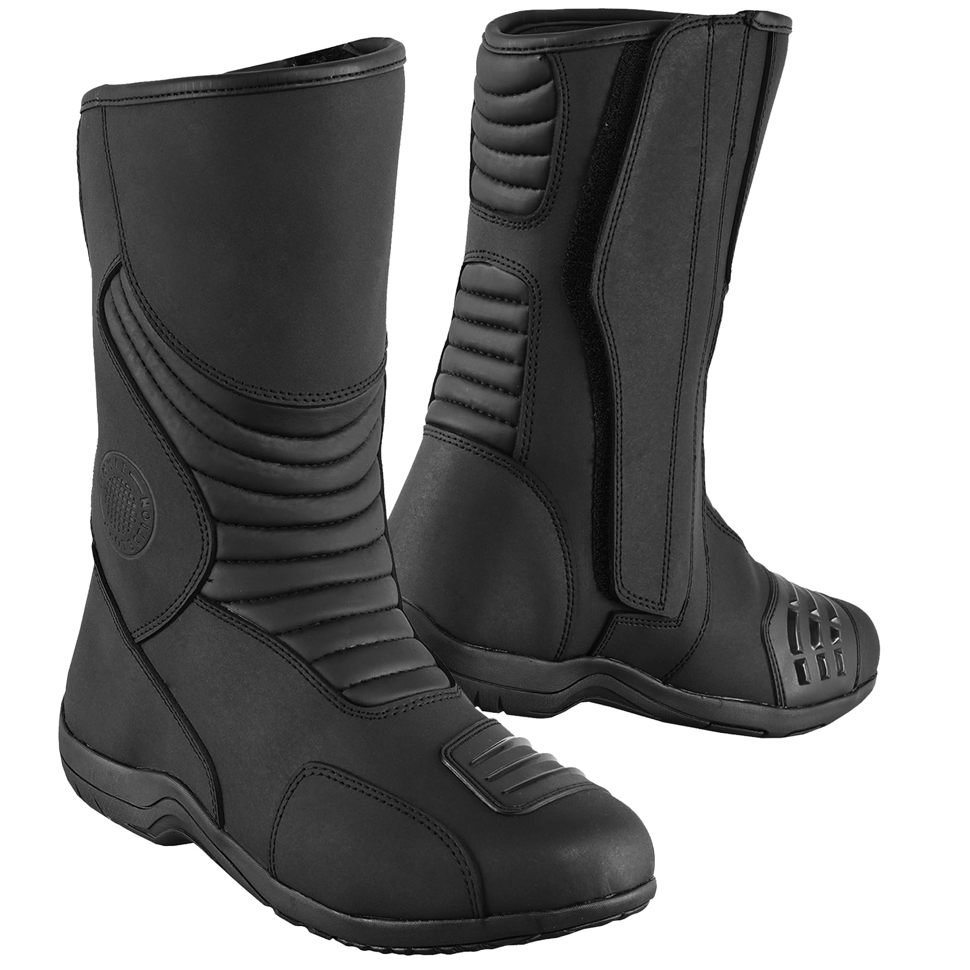 Herren Motorradstiefel, wasserdichte Leder-Schutz-Motorradschuhe mit langem Knöchelschutz