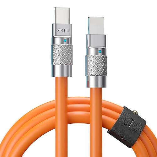 Statik TSumoCharge - Cable USB C de 6 pies6.6ft 27 W, cable USB C de silicona líquida, cable de transferencia de datos, indicador de luz LED