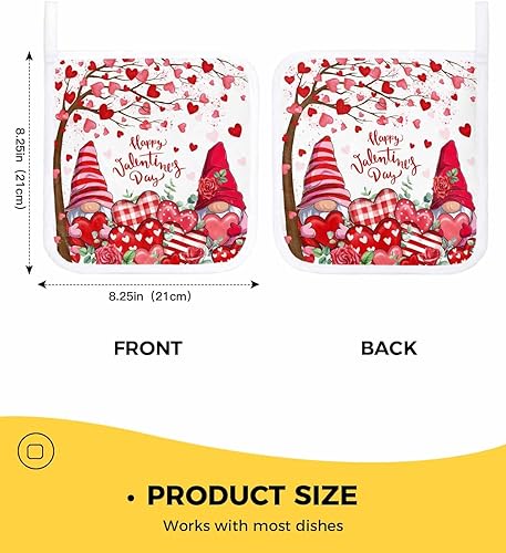Miniatura 3 de 3 Packs Valentine's Gnomes Rose Pot Holders Sets for Kitchen,Oven Pan Plate Bowl Pads Heat Proof Mat with Hanging Loop,Terry Cloth Potholders Soft