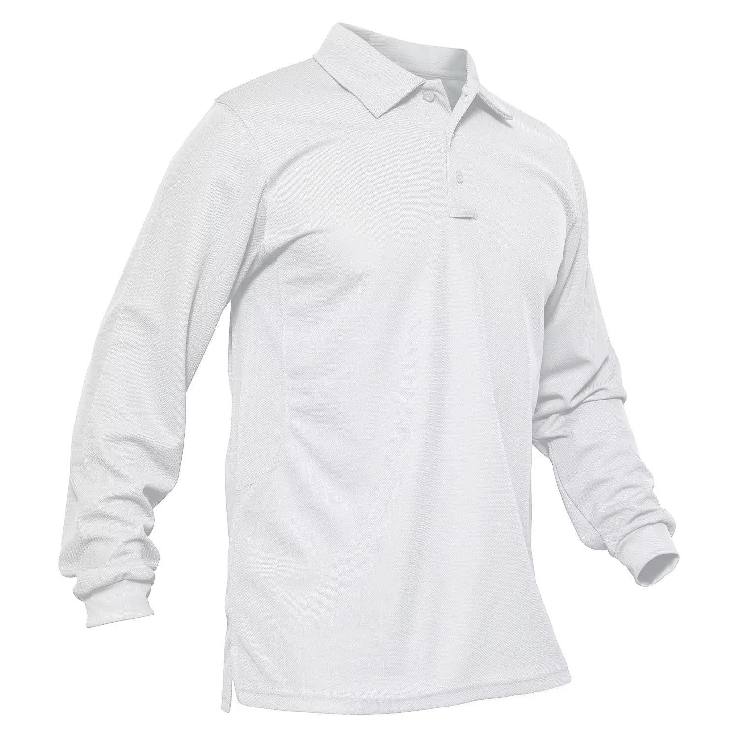 MAGCOMSEN Mens Polo Shirts 3 Button Quick Dry Performance Long Sleeve Tactical Shirts Pique Jersey Golf Shirt