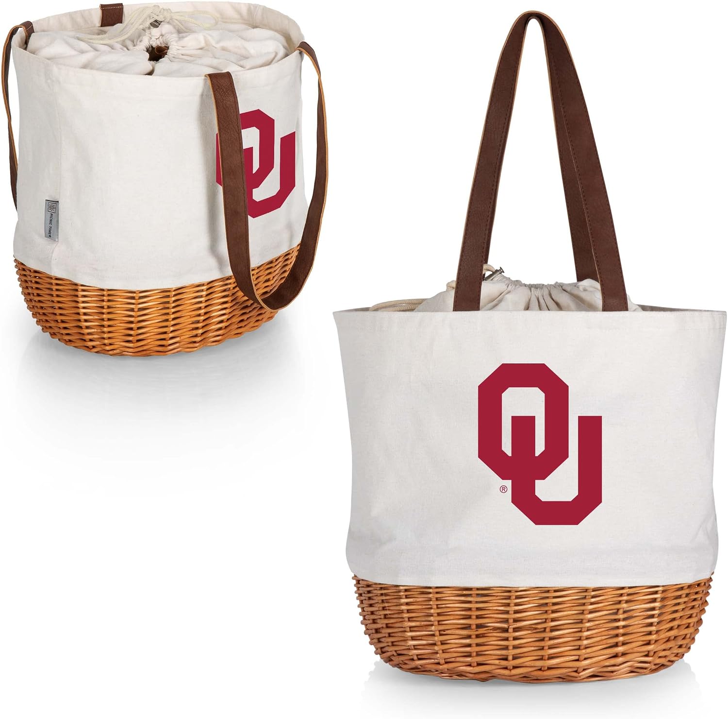 PICNIC TIME NCAA Purdue Boilermakers Coronado Canvas and Willow Basket Tote, Picnic Tote Bag, Beach Tote, (Beige Canvas)