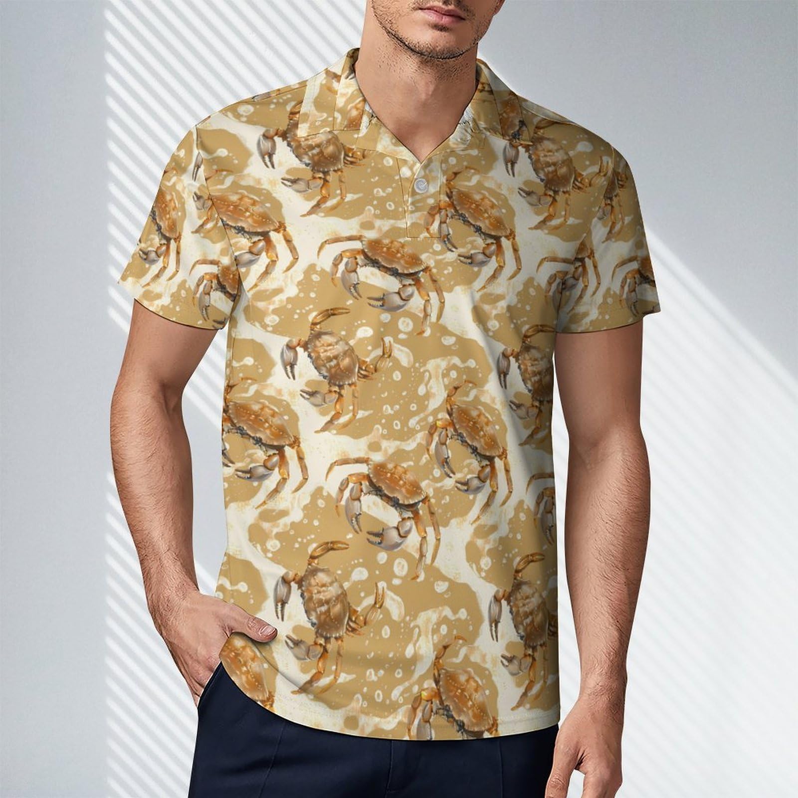 Crabs Novelty Men's Short Sleeve Shirts Funny Golf Tennis Work T-Shirt Sport Tee 2XL