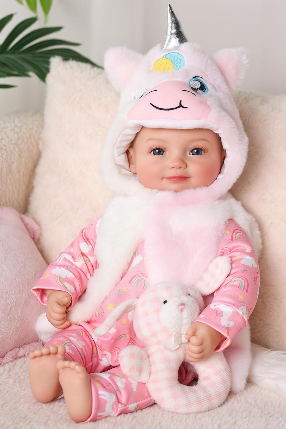 BABESIDE Baby Doll Girl, 15" Realistic Baby Doll with Blue Eyes, Soft Body in Unicorn Outfit Real Life Baby Dolls for 3+ Years Girl, Birthday Gift and Pretend Play