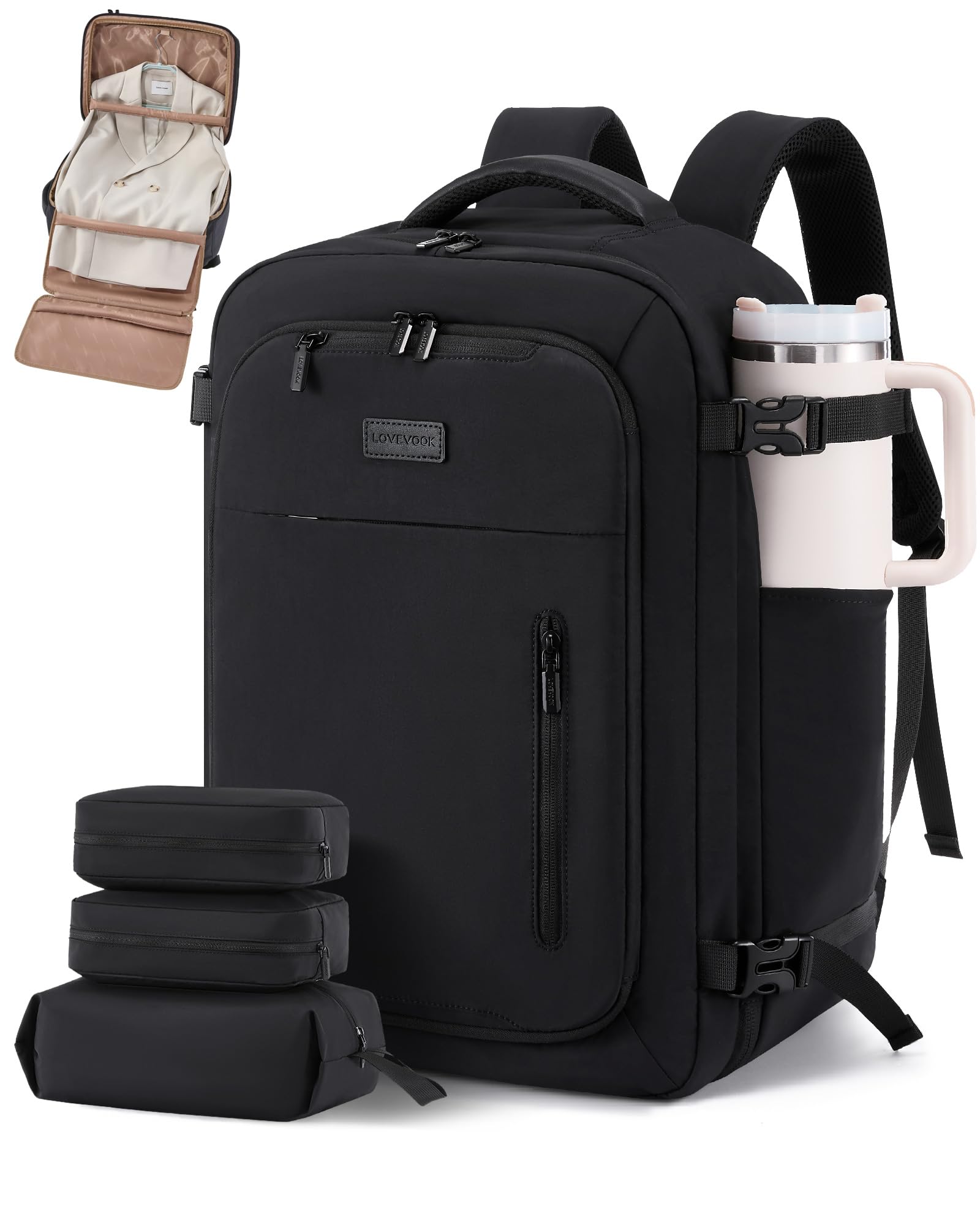 LOVEVOOK Handbagage reisrugzak dames met kostuumvak, beige, 47 x 36 x 22 cm (18 Zoll), Casual