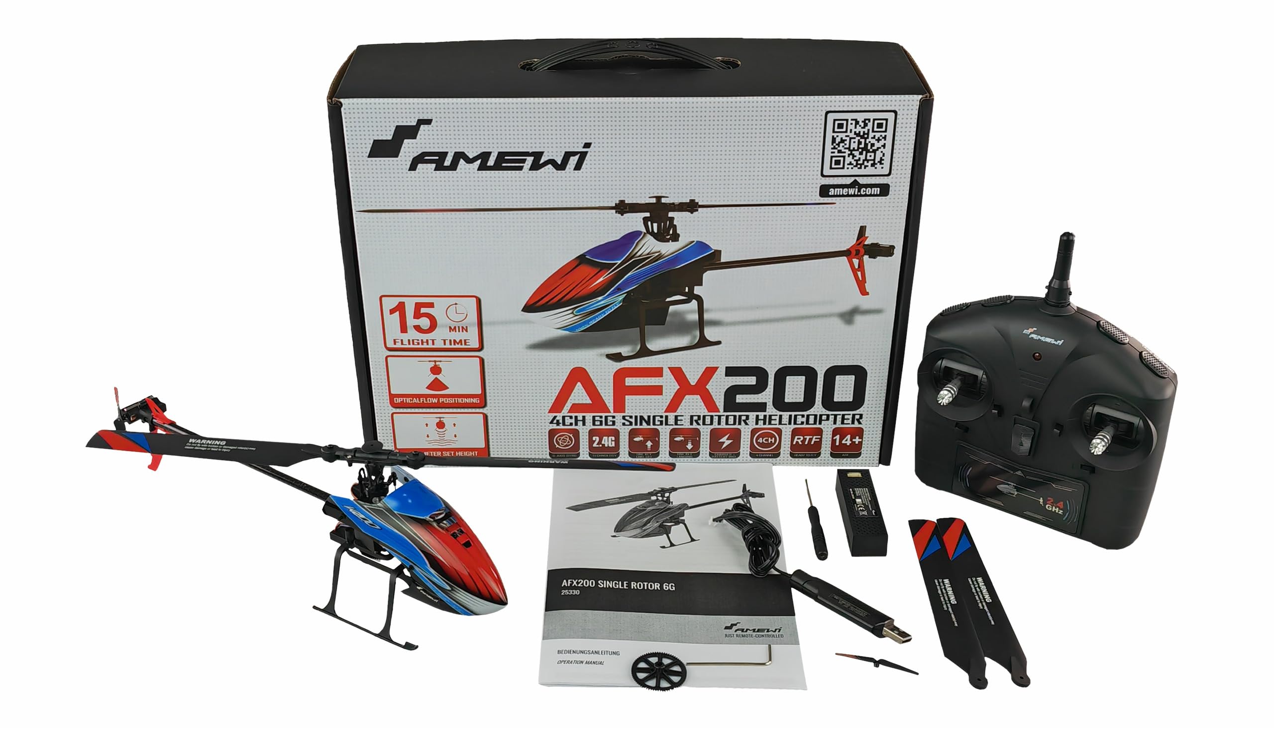 Amewi AFX200 elicottero singolo rotore 4 canali 6G RTF RC telecomandati