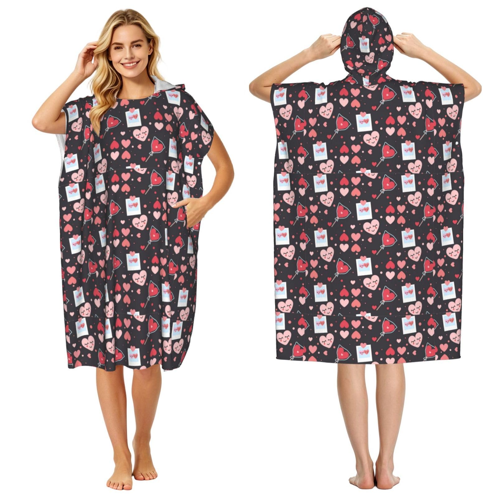Noble Ren Loving Lover Adult Hooded Beach Towel Swimming Cover Outdoor Wearable Towels Bath Bathrobe Cape Quick Drying