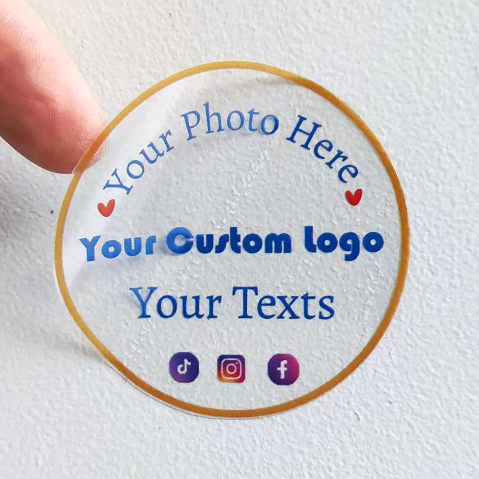 Inshoney Custom Clear Stickers Personalized Logo Labels Transparent Stickers Waterproof Round, Heart, Rectangle, 1.5", 2", 3",4",5",6", 150pcs (Round)