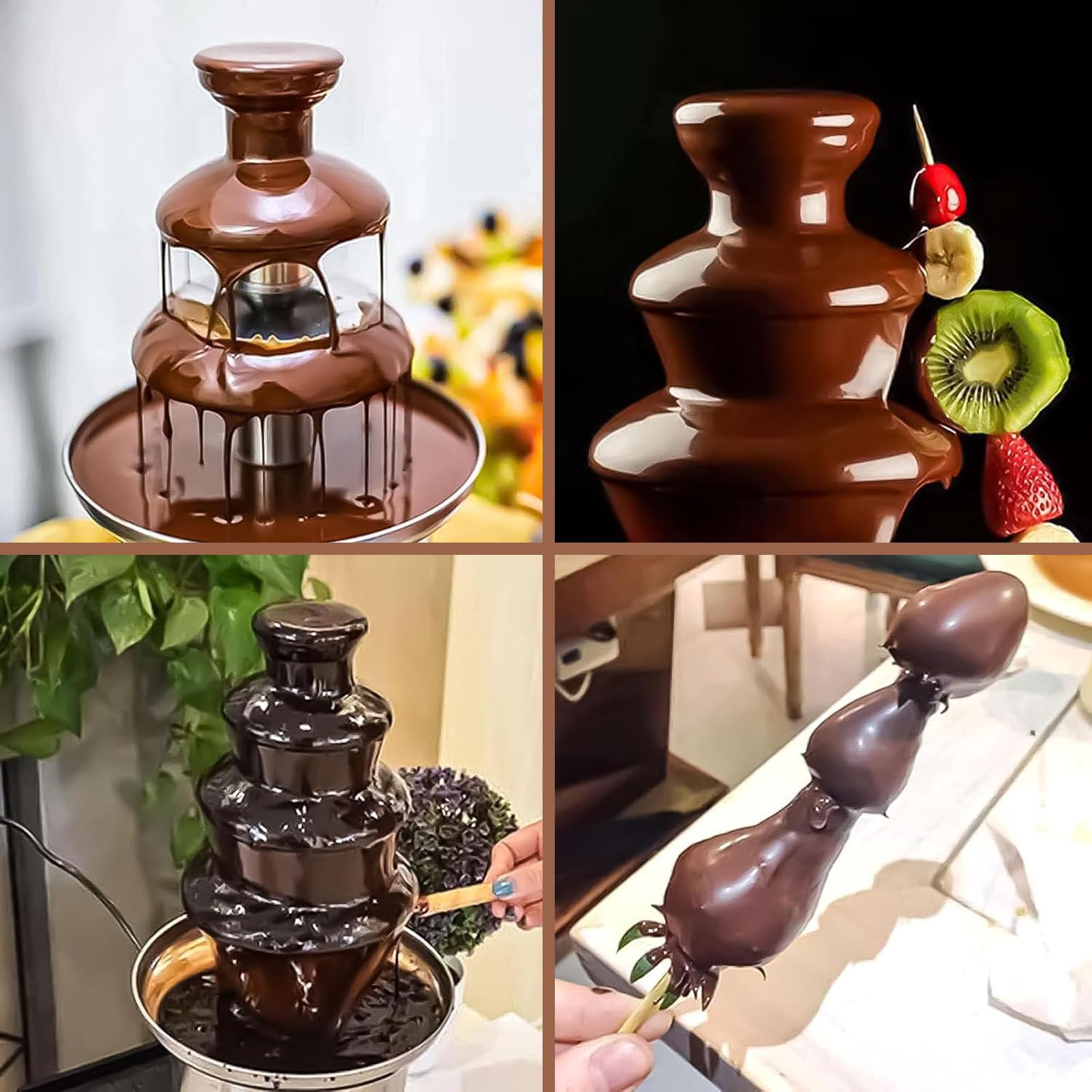 Machine à Fondue au Chocolat Professionnelle avec température réglable, Fait Fondre Chocolat, Bonbons, Beurre, Fromage, idéale pour Les fêtes, Mariages et Anniversaires. 6layers
