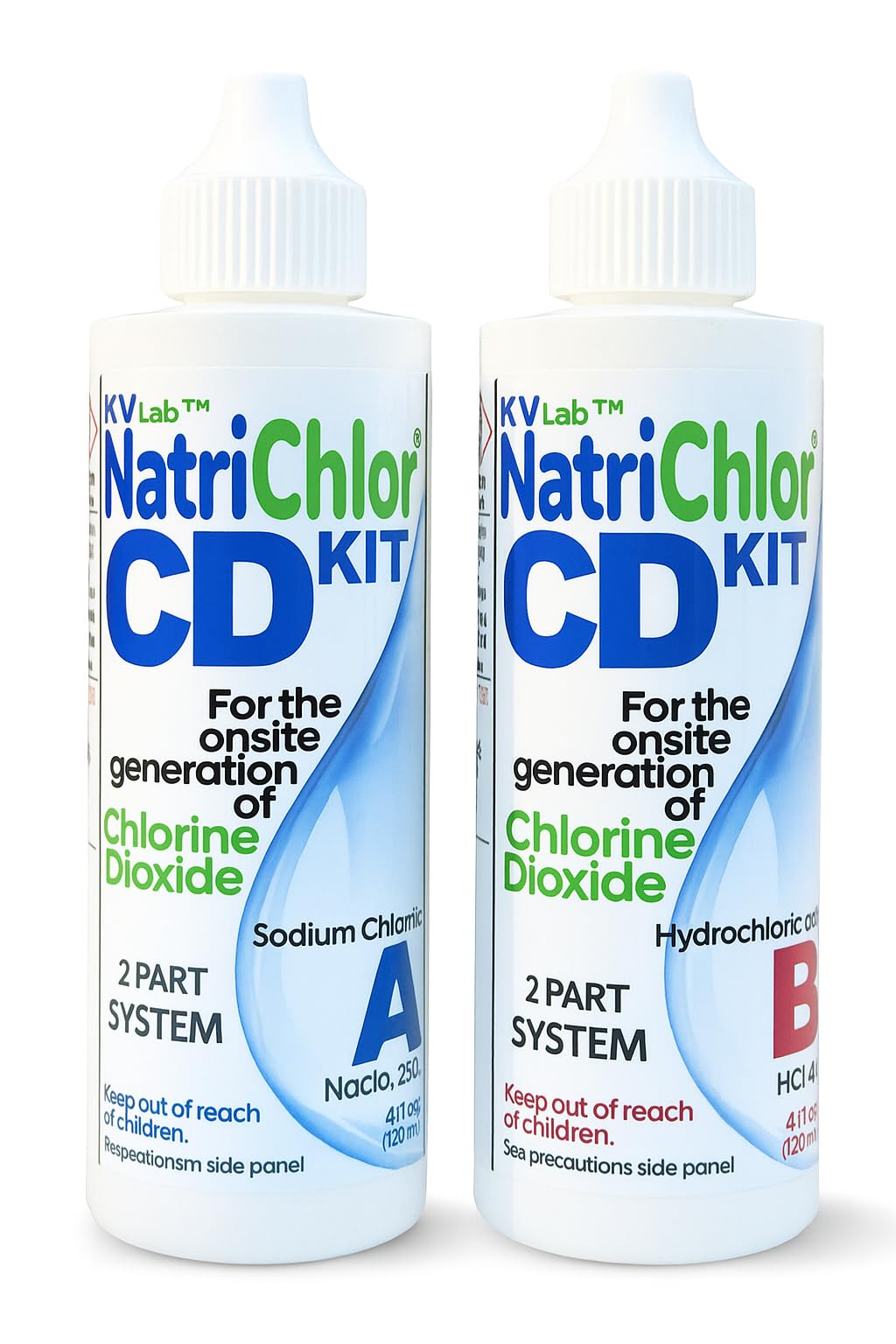 The Original NatriChlor CD Set w/Accu-Drop Bottles HCL Extra Large Size (8 oz Total)