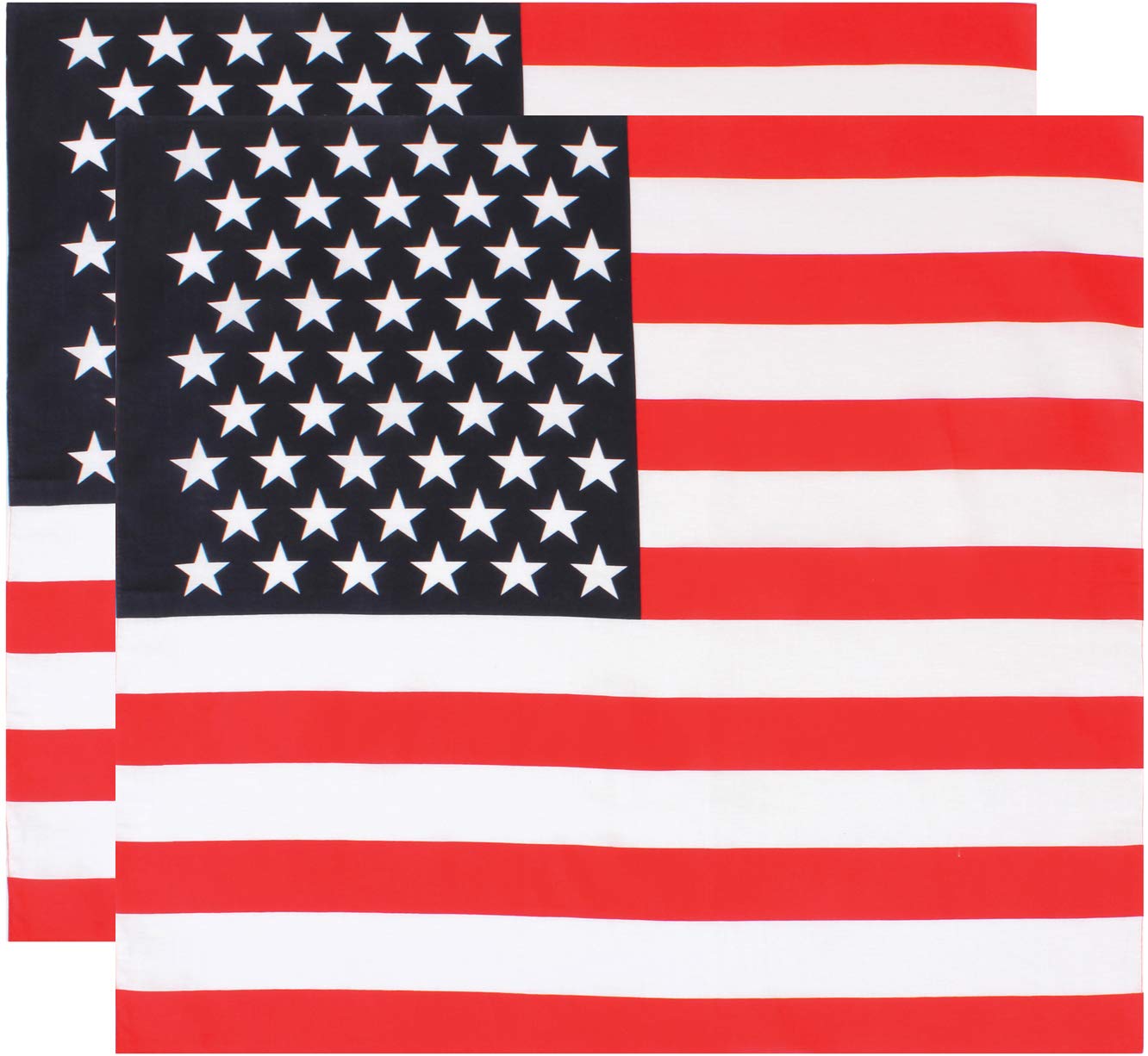 US Flag Bandana USA American Cotton Headband Headwrap Head Cover Bandanna Doo Rag 2-Pack