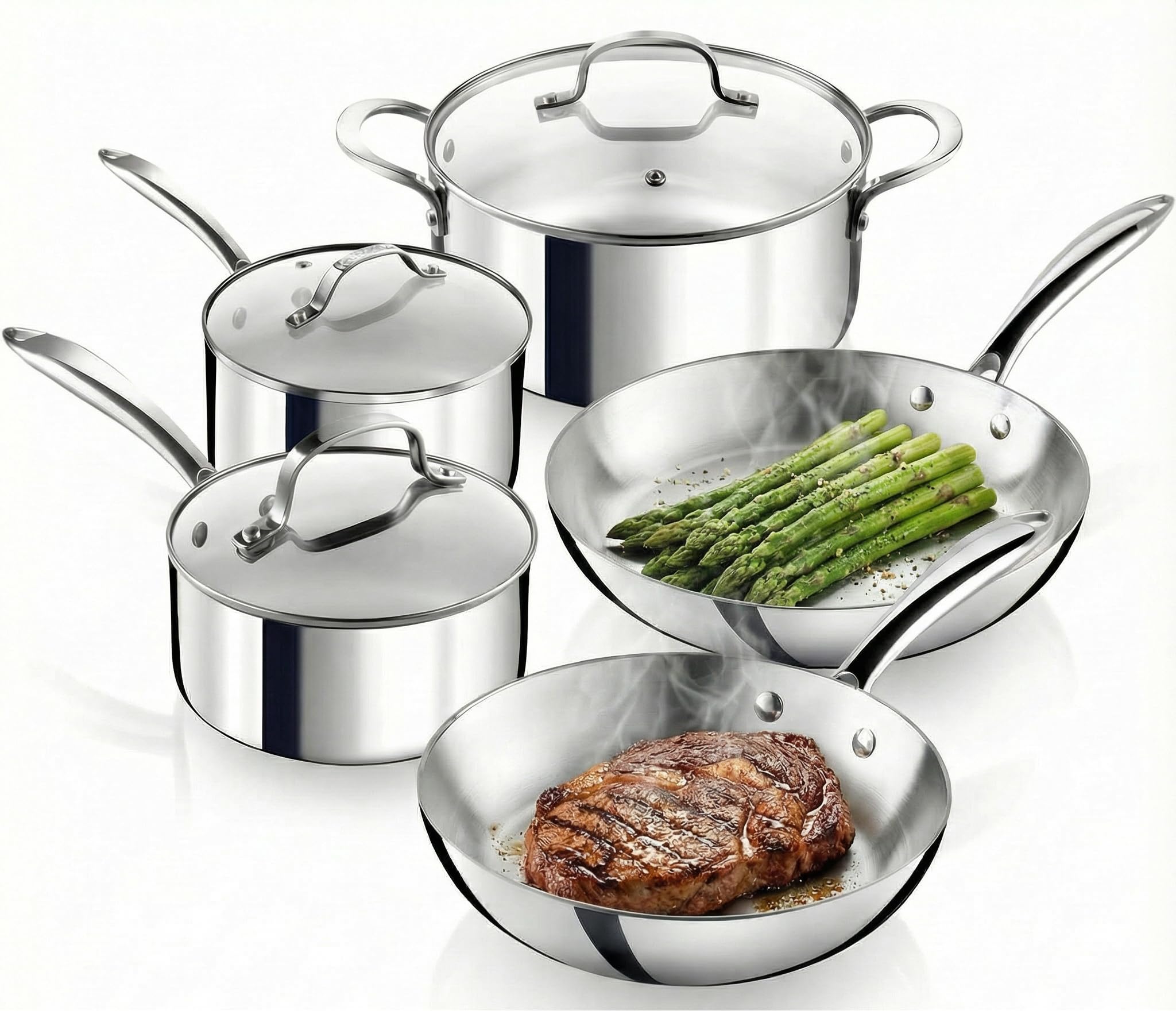 Gotham Steel 10 pcs stainless steel cookware set induction