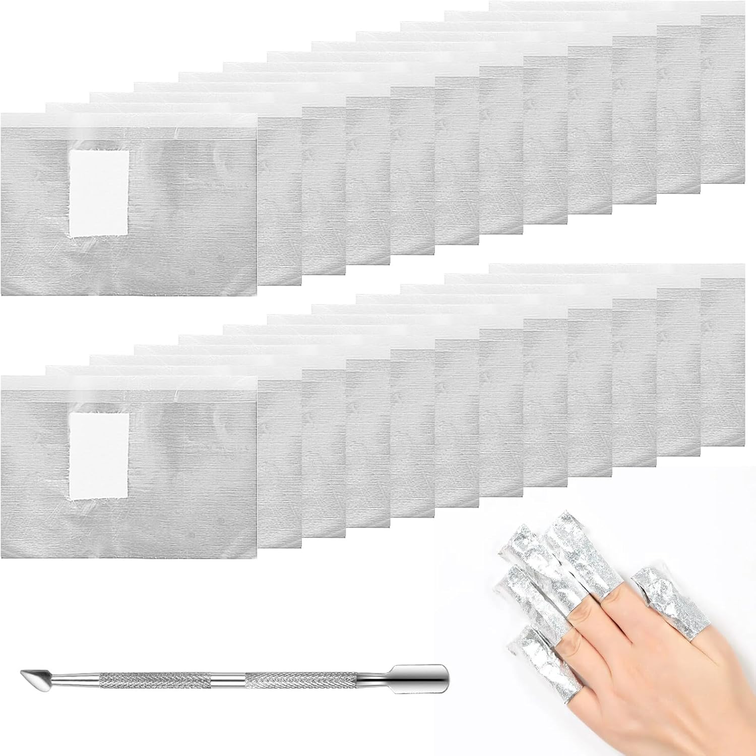 500 stuks Nail Polish Remover Wraps Pads, Nail Remover Wraps Pads, Aluminiumfolie Nagellak Remover Pads, bevat kleine stalen schuivers voor het verwijderen van nagellak