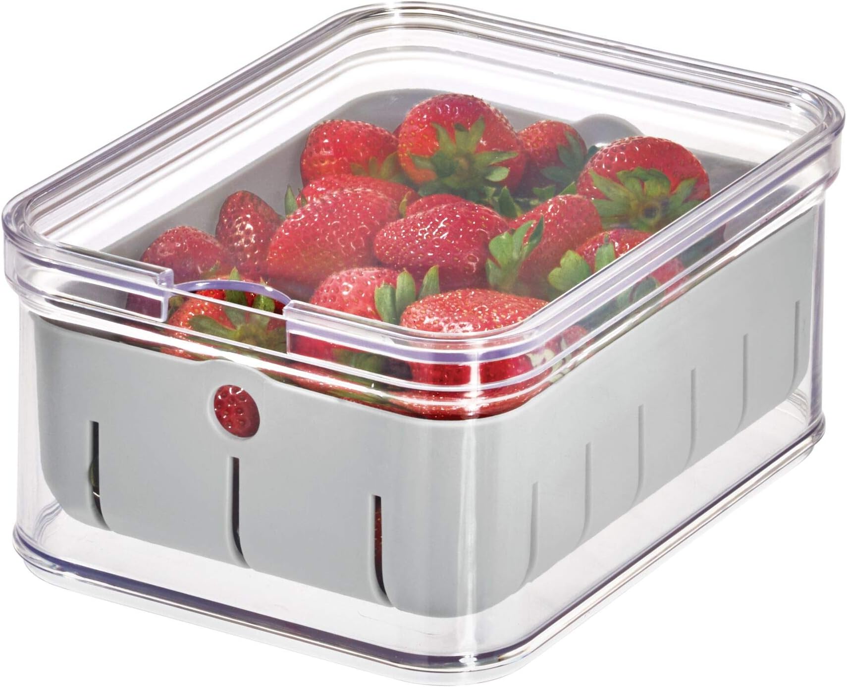 Idesign Crisp Bpa-Free Plastic Produce Storage Bin - 8.32" X 6.32" 3.76", Clear/Gray