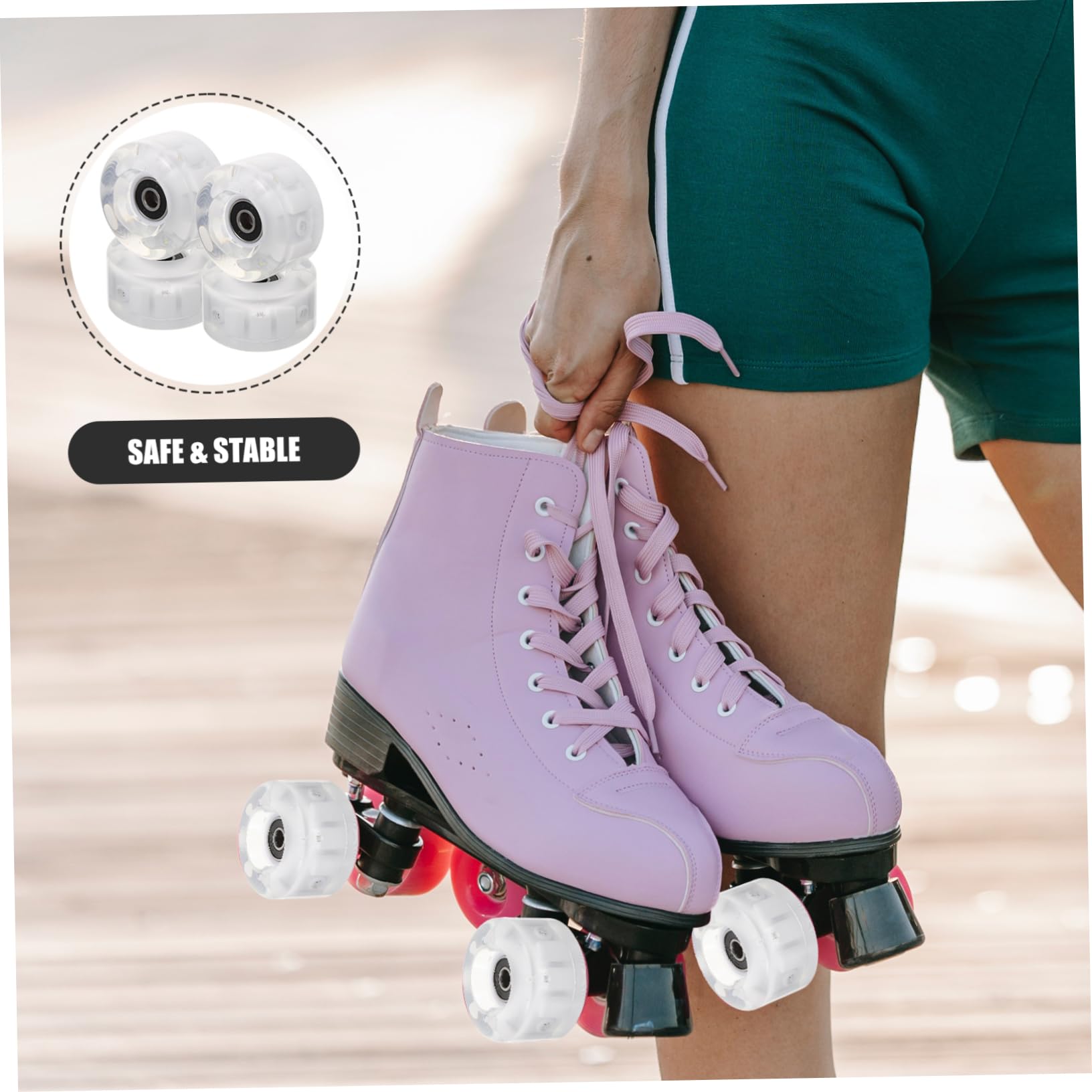 NULYLU Glow in The Dark Skating Wheel Set 4 Wheels for Roller Skates Inline Skates