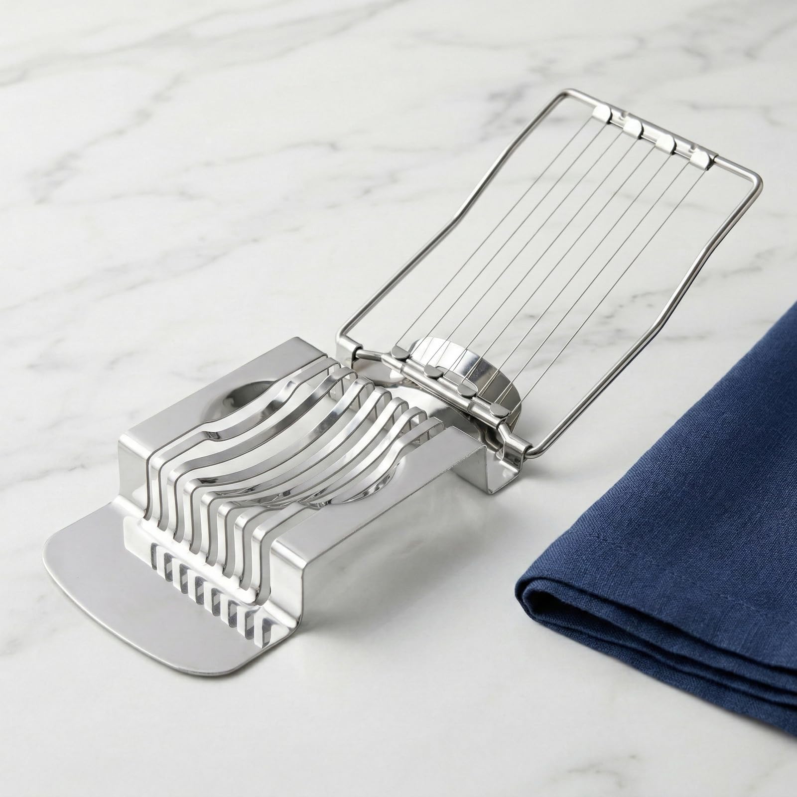 Muiltvoe Egg Slicer for Hard Boiled Eggs, Heavy Duty Stainless Steel Egg Cutter Slicer with Wire, Multifunctional Manual Kitchen Tool for Strawberry, Mushroom, Banana & Soft Fruit, Dishwasher Safe