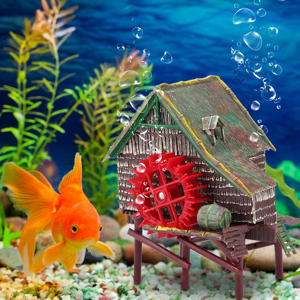 Amazon.co.jp: 水槽の装飾 水槽用 オブジェ 回転水車 魚飼育用 空気を
