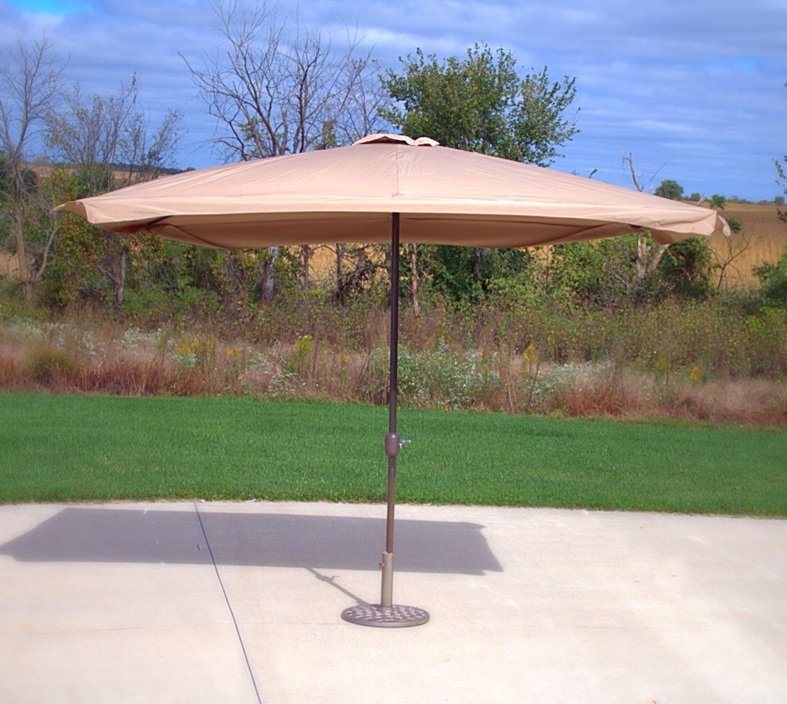 Amazon Com Pebble Lane Living Bar Height Rectangle Patio Umbrella Beige Garden Outdoor