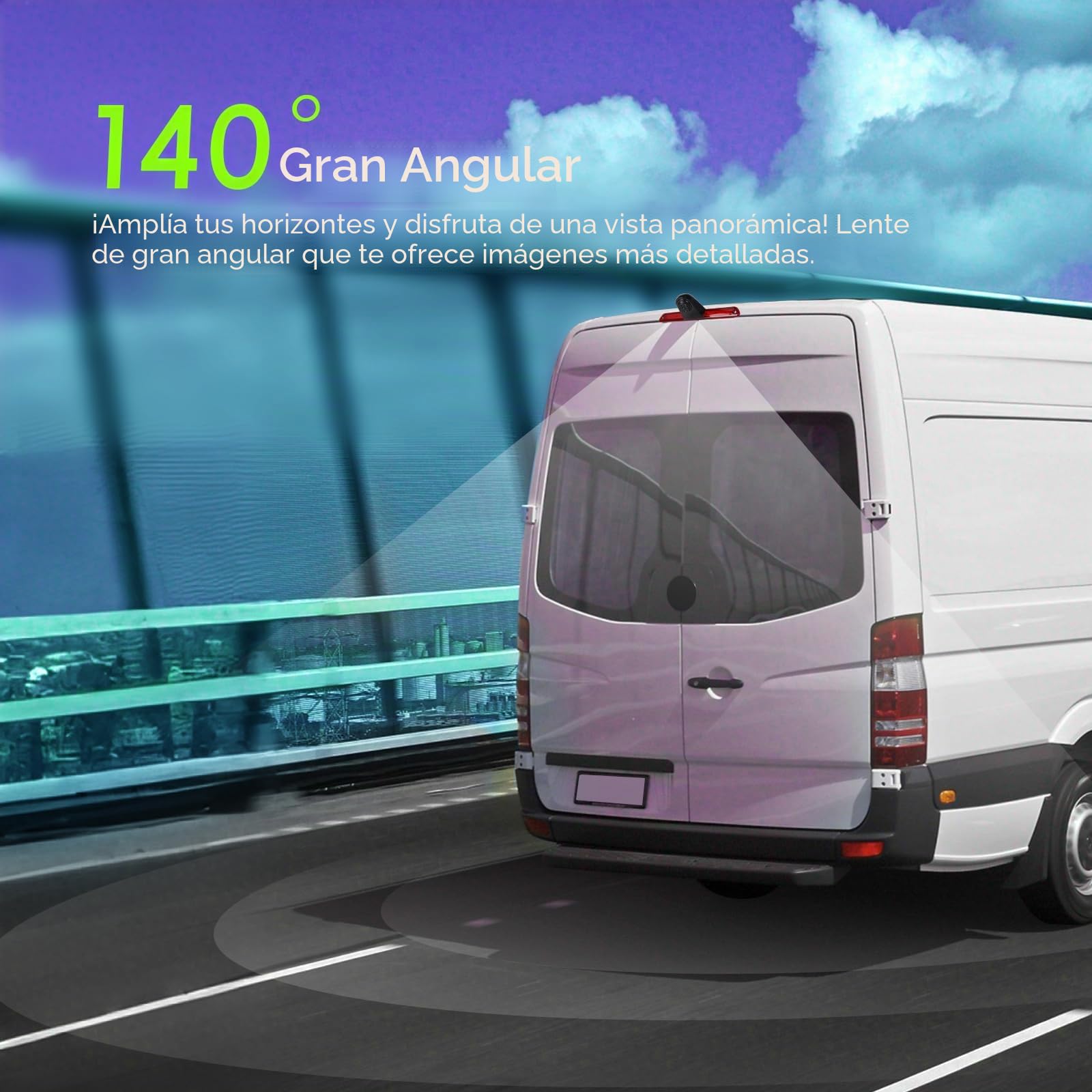 SIXWIN Cámara Trasera para Mercedes Sprinter 2006-2019, 720P, IP67, Ángulo 140°, Fácil Instalación, Kit Completo de Cables, Cámara de Marcha Atrás