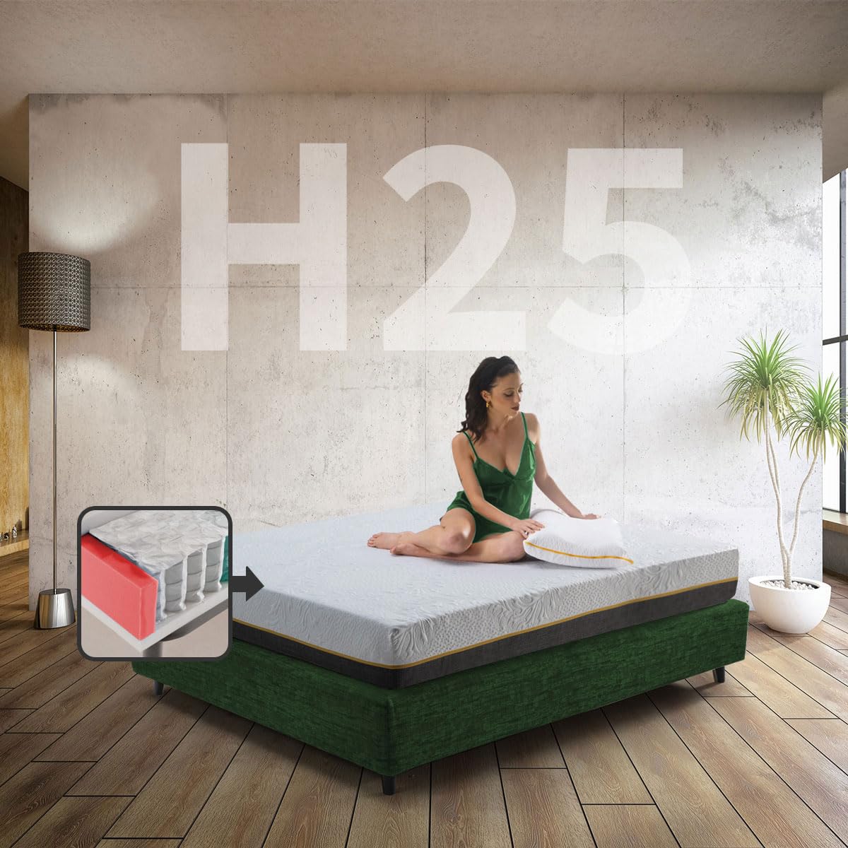 Comfy Line Materasso molle insacchettate e Memory alto 25 Cm | Materasso semirigido matrimoniale 160X190 Cm | Materasso ortopedico anallergico con tessuto sfoderabile - MOD. VENERE