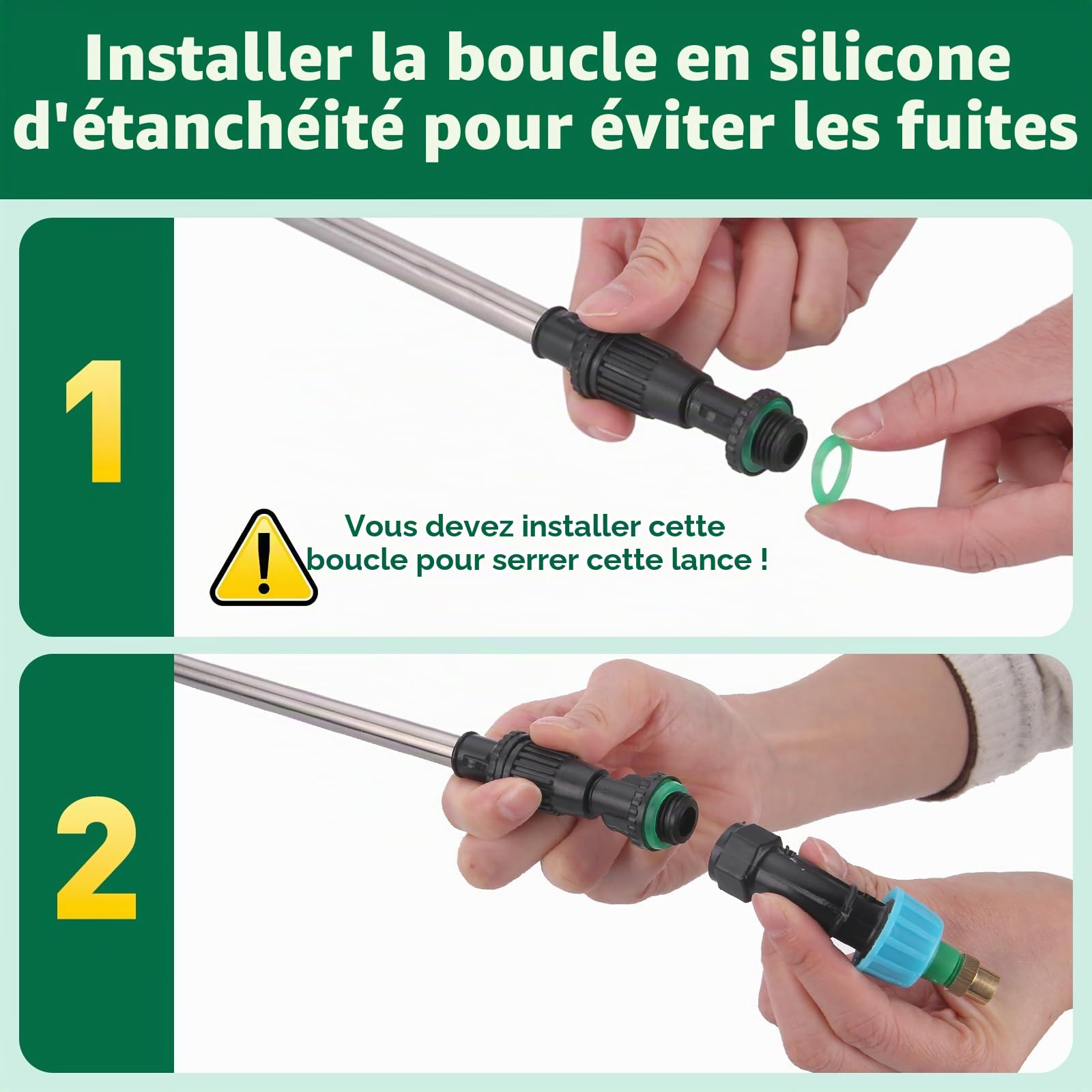 BlumWay Pulvérisateur électrique, 3 buses de brume, poignée rechargeable, manche rétractable, bandoulière réglable pour jardin et pelouse, Vert