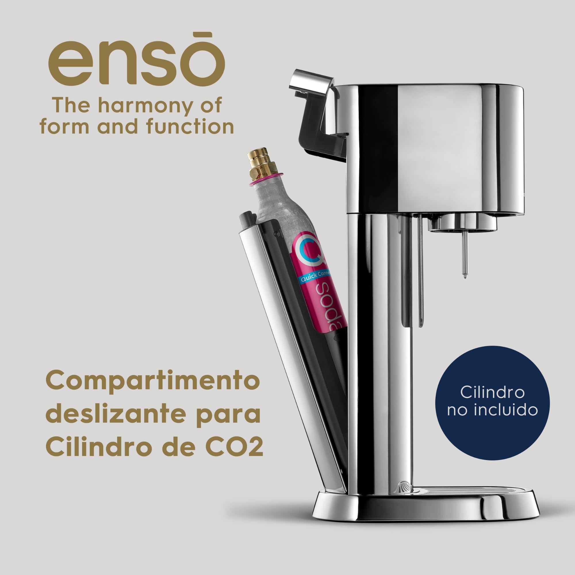 sodastream Enso - Máquina Gasificadora de Agua Premium de Acero Inoxidable, Incluye Botella de 1 Litro para Gasificar Apta para Lavavajillas