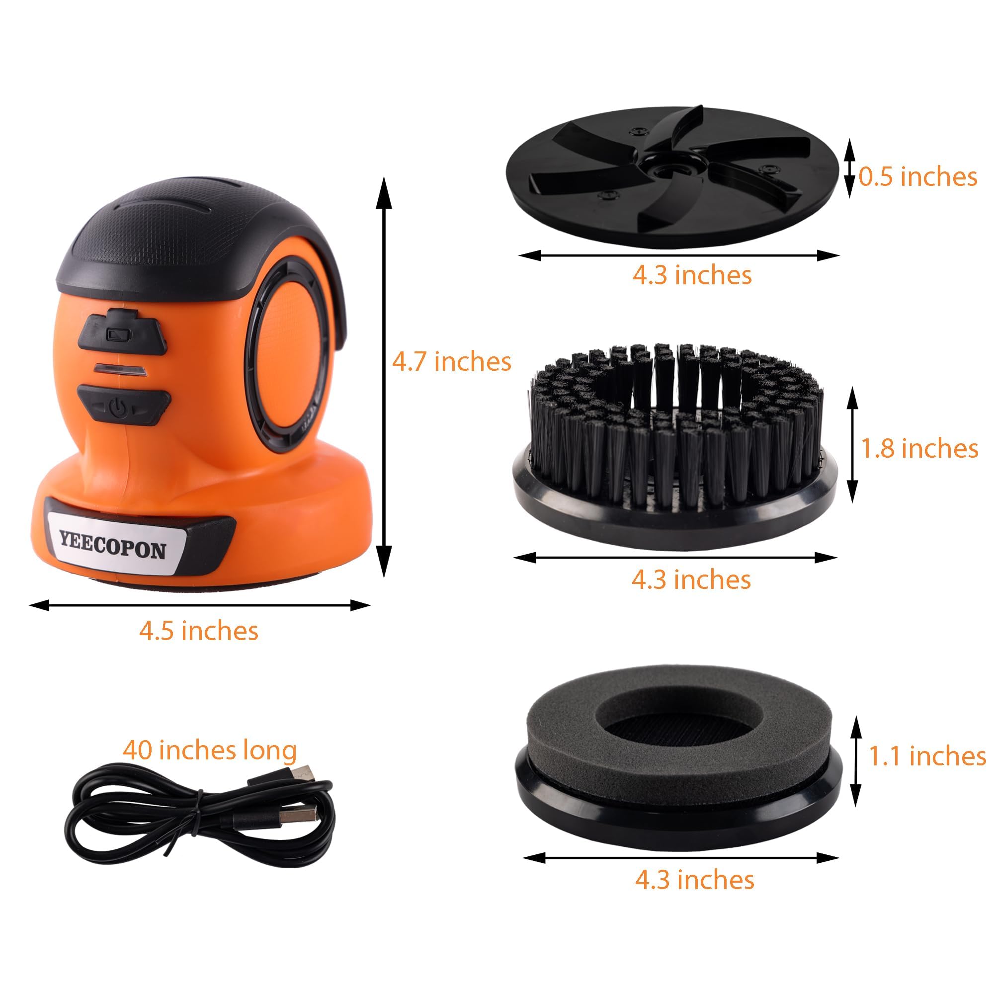 YEECOPON Rascador de hielo eléctrico de mano 3 en 1, cepillo de limpieza eléctrico, máquina pulidora eléctrica, herramienta de limpieza de nieve de ventana, raspador de nieve de coche, rascador de