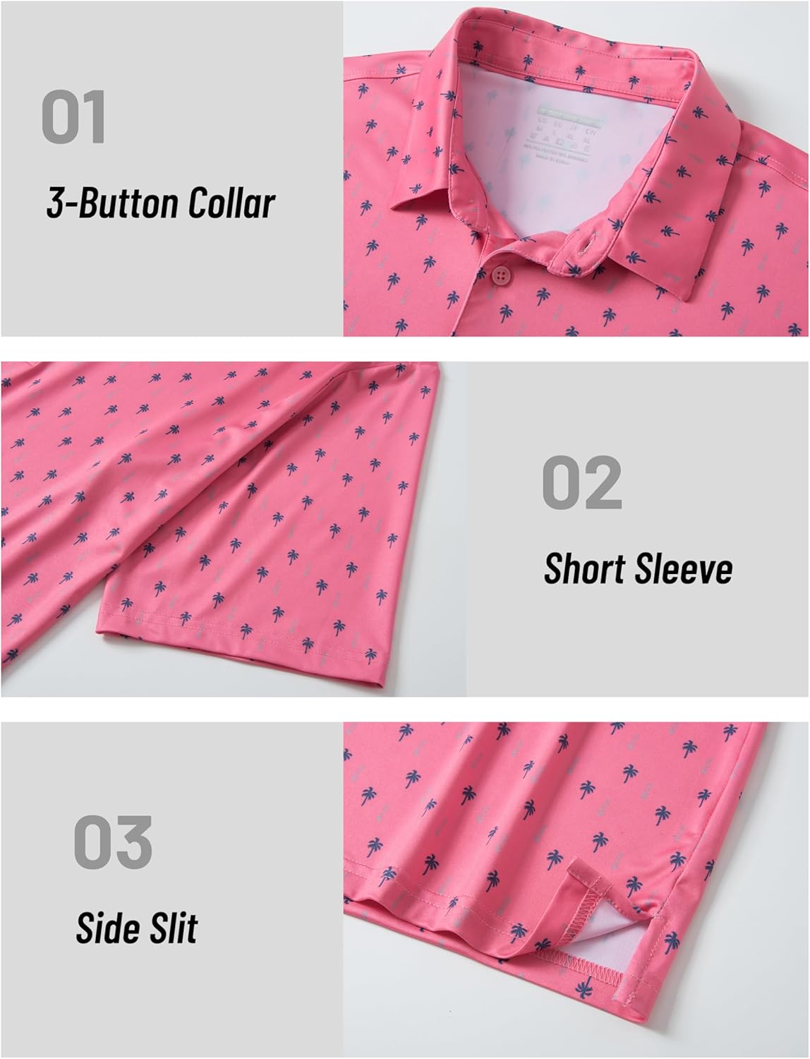MAGCOMSEN Mens Polo Shirts Short Sleeve Print Patterns Collared Shirt Performance Moisture Wicking Golf Polos - Image 6